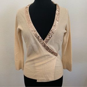 Bebe Champagne Colored Cashmere Wrap Sweater